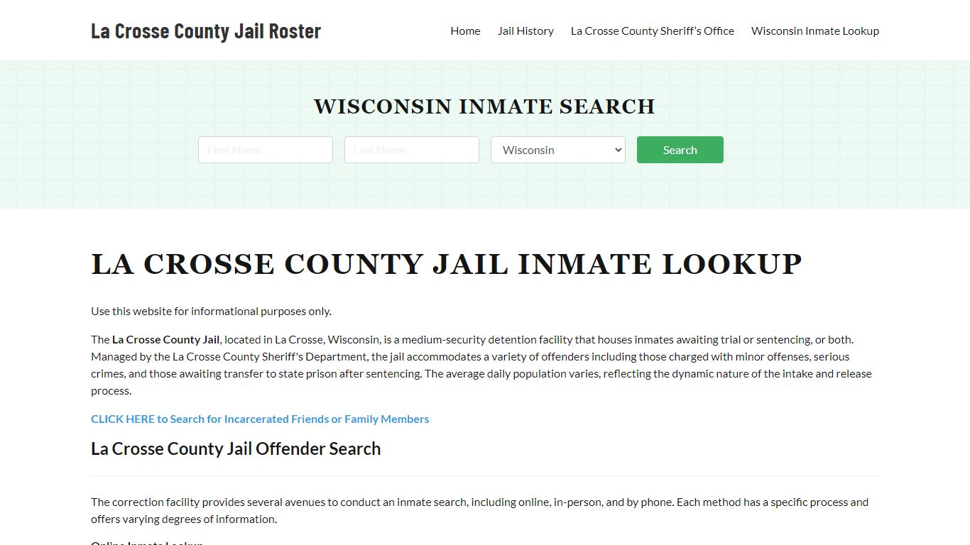 La Crosse County Jail Roster Lookup, WI, Inmate Search